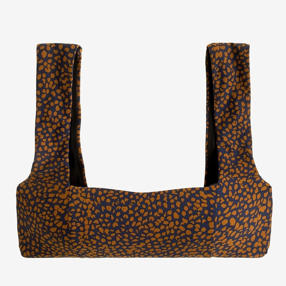 NWT J. Crew Square-Neck Bikini Top‎ Spot-On Print Animal S Summer Vacation